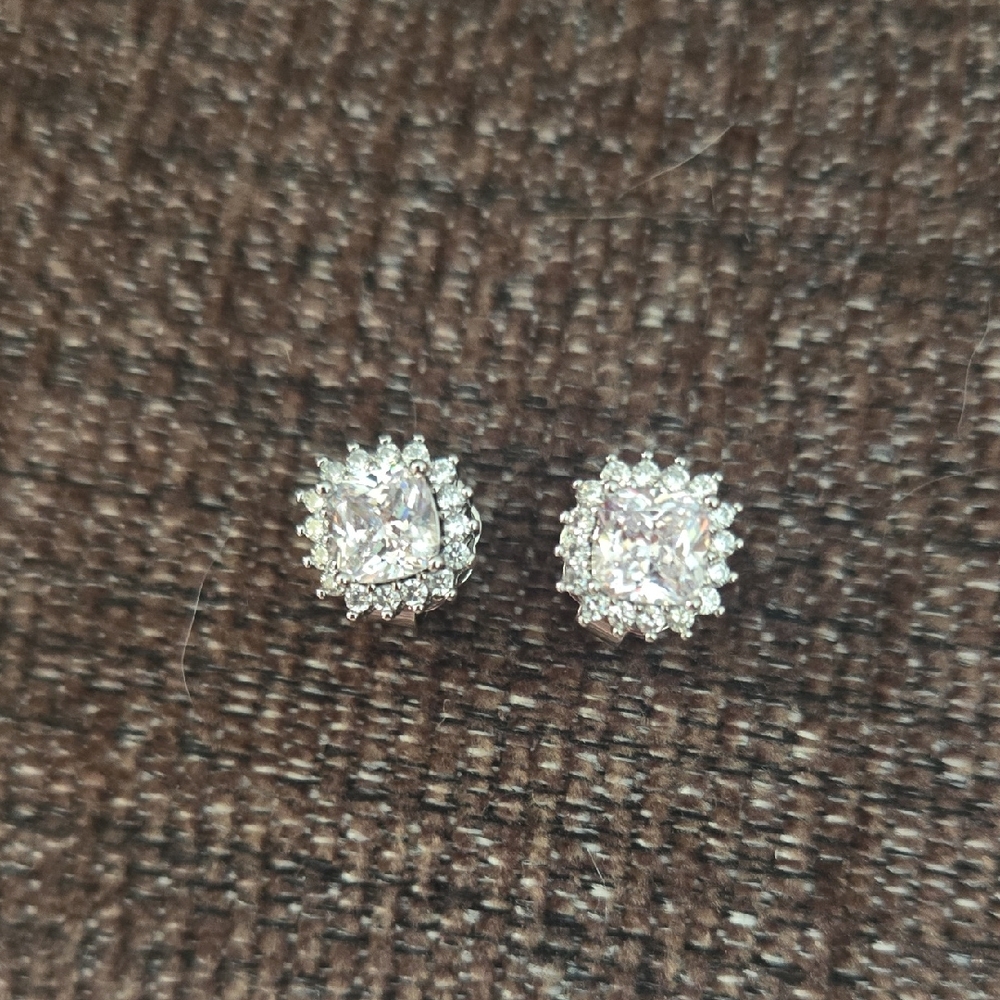 Rachel Glauber Classic Silver Cubic Zirconia Halo Stud Earrings ✨️ NWT